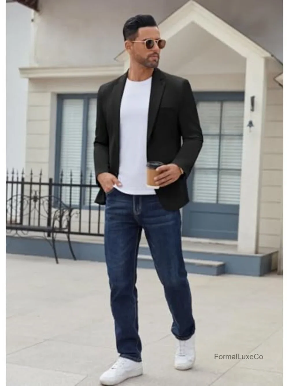 Men's Casual Blazer Regular Fit Lightweight Two Button Suit Jacket